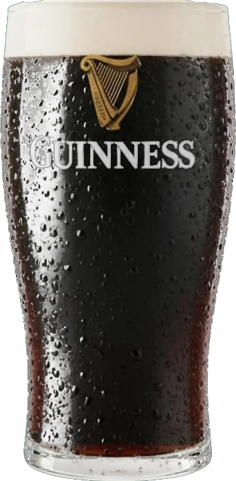 A settled pint of Guinness, dome just proud of the rim