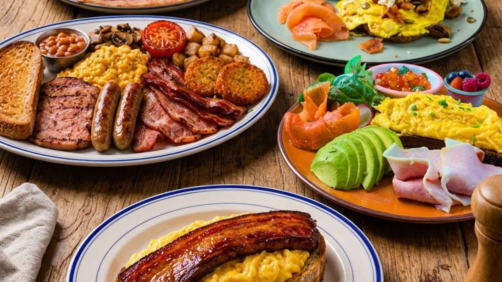 Big Kahuna Breakfast, Bangkok Brunch Plate and a pork belly special at The Deck Bangkok